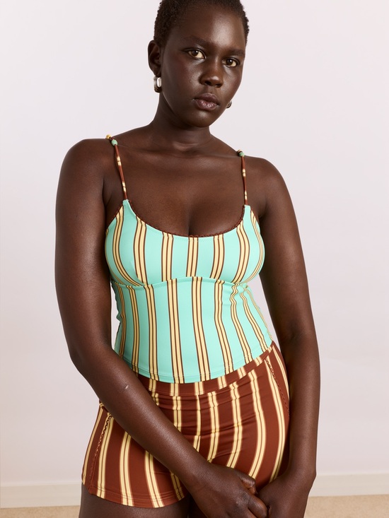 Damson Madder Other - DAMSON MADDER TRUDI TANKINI TOP - MINT STRIPE PRINT